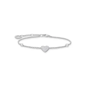 Thomas Sabo Jewellery Thomas Sabo Charm Club Sterling Silver White Zirconia Heart Bracelet