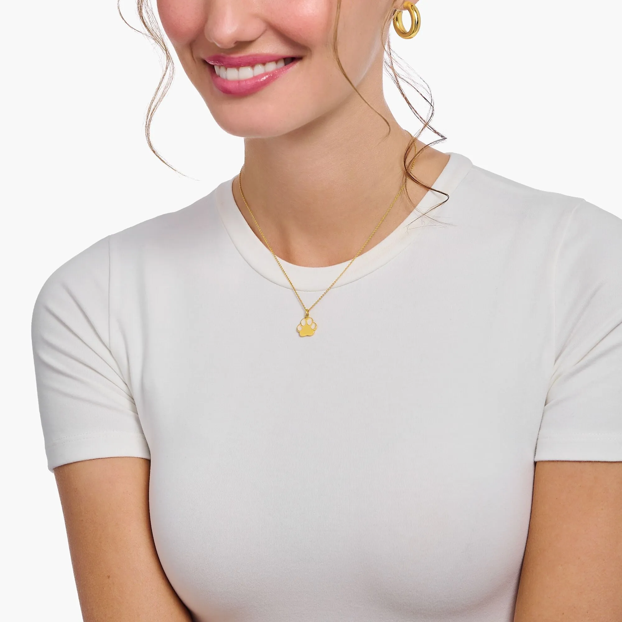 Thomas Sabo Jewellery Thomas Sabo Gold Plated Sterling Silver Paw Enamel Necklace