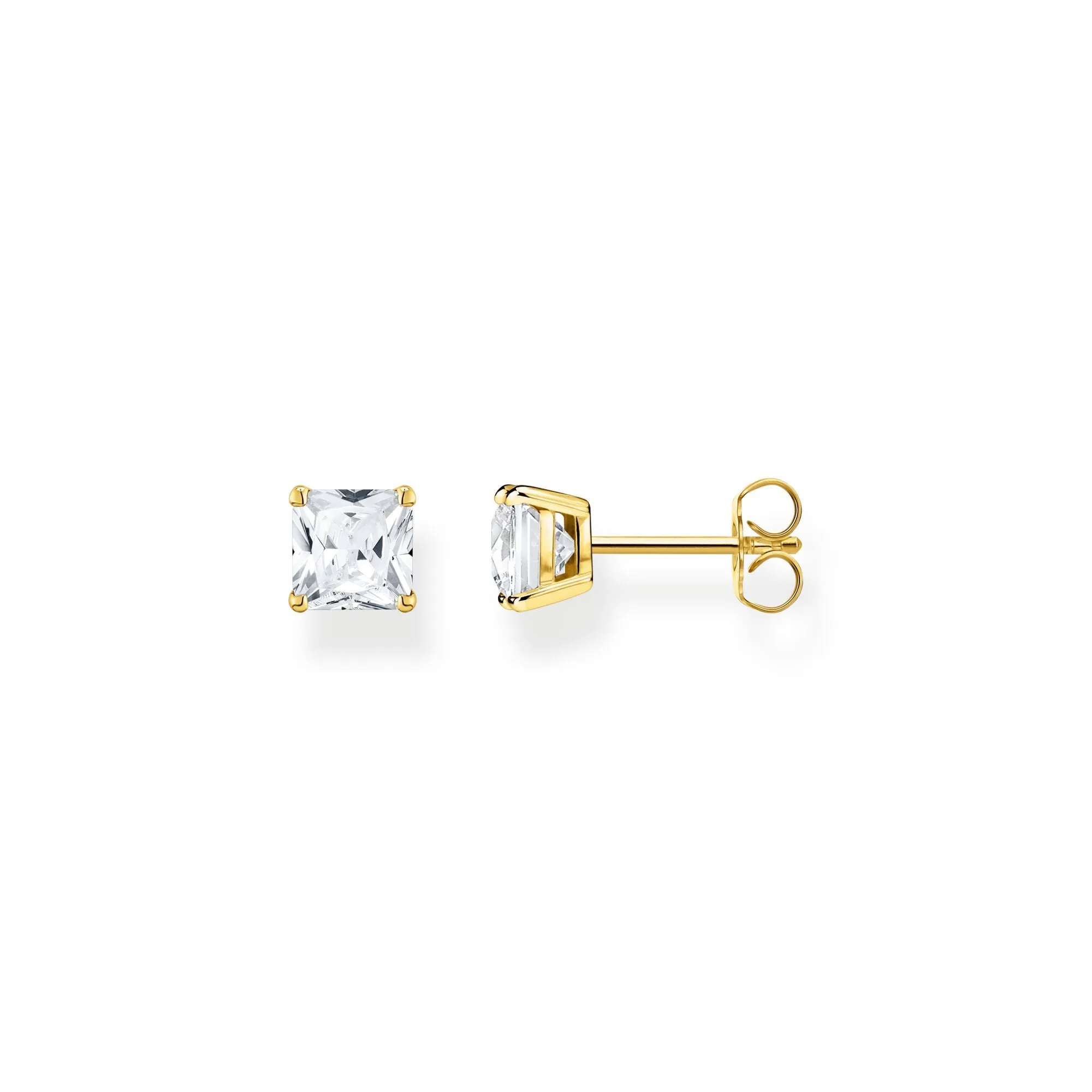 Thomas Sabo Jewellery Thomas Sabo Gold Plated Sterling Silver White Stone Stud Earrings