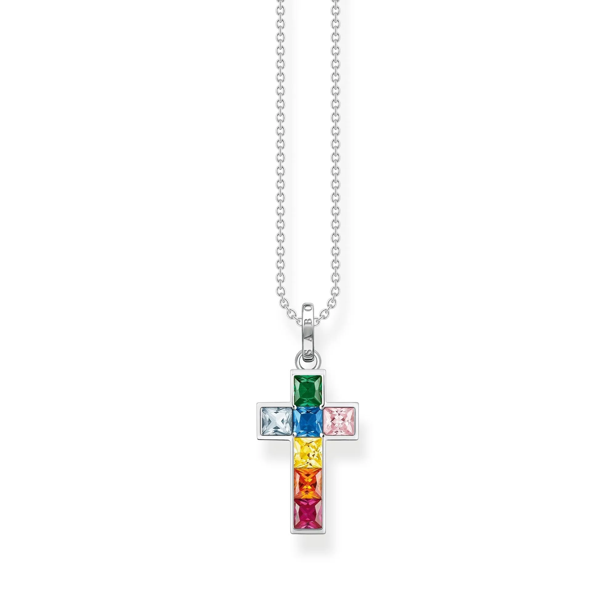 Thomas Sabo Jewellery Thomas Sabo Sterling Silver Colourful Stone Cross Necklace