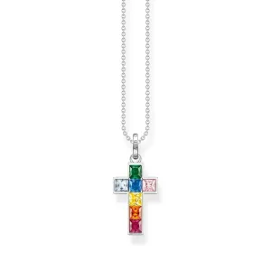 Thomas Sabo Jewellery Thomas Sabo Sterling Silver Colourful Stone Cross Necklace