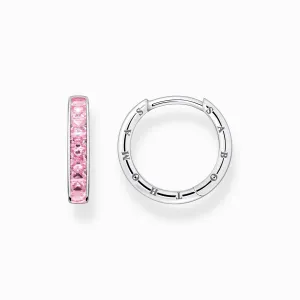 Thomas Sabo Jewellery Thomas Sabo Sterling Silver Pink Pave Stones Hoop Earrings