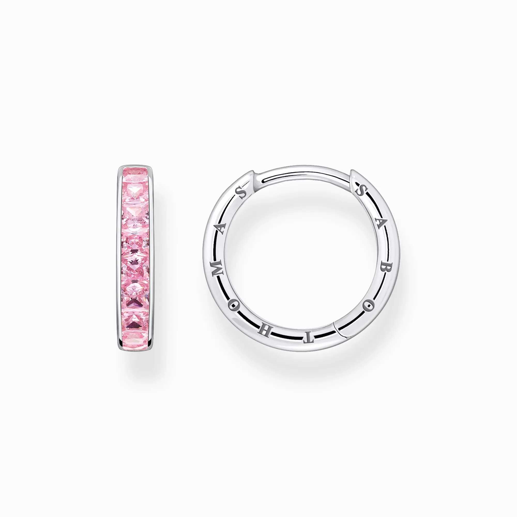 Thomas Sabo Jewellery Thomas Sabo Sterling Silver Pink Pave Stones Hoop Earrings