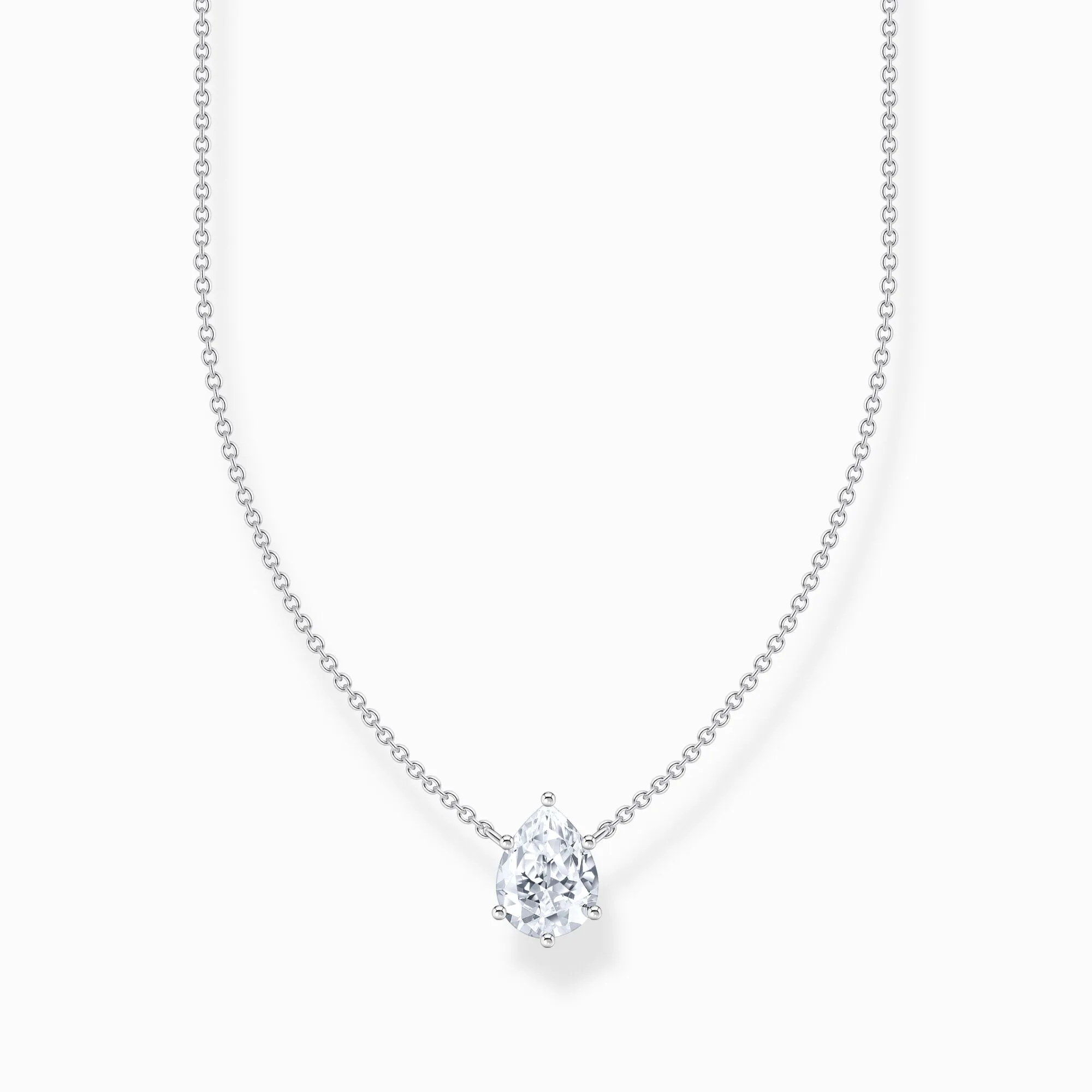 Thomas Sabo Jewellery Thomas Sabo Sterling Silver Teardrop White Zirconia Necklace