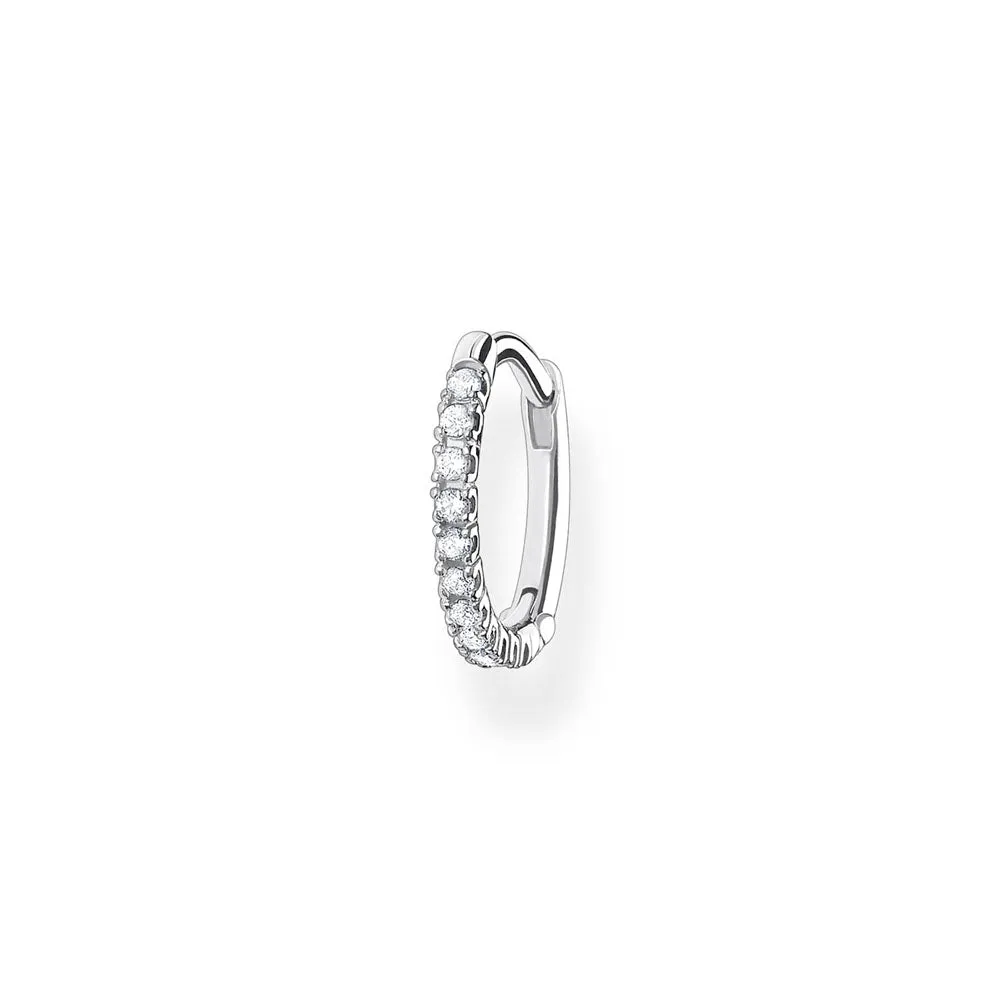 Thomas Sabo Silver Jewellery Sterling Silver Thomas Sabo Charm Club Zirconia Hoop Earring 13.5mm * 1 Earring Only*