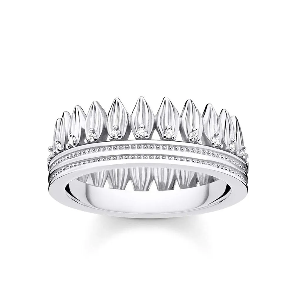 Thomas Sabo Silver Jewellery Sterling Silver Thomas Sabo Magic Garden Leaf Crown Ring