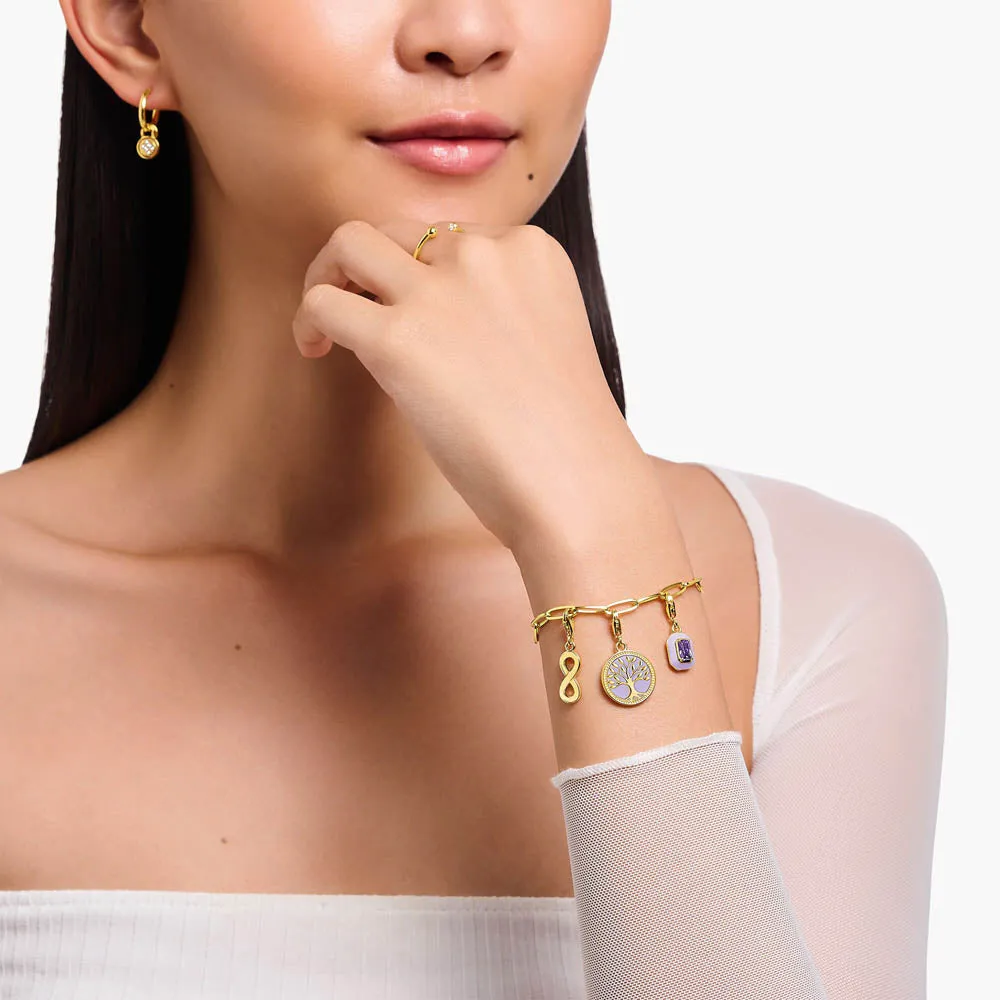 Thomas Sabo Silver Jewellery Thomas Sabo Gold Plated Sterling Silver Charmista 3D Purple Octagon Charm