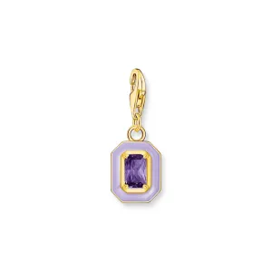 Thomas Sabo Silver Jewellery Thomas Sabo Gold Plated Sterling Silver Charmista 3D Purple Octagon Charm