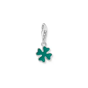 Thomas Sabo Silver Jewellery Thomas Sabo Sterling Silver Charmista Green Enamel Clover Charm