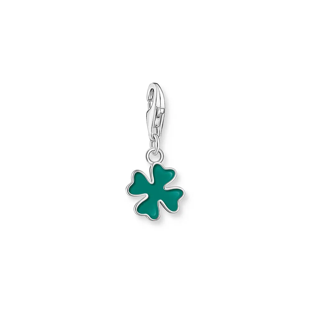Thomas Sabo Silver Jewellery Thomas Sabo Sterling Silver Charmista Green Enamel Clover Charm