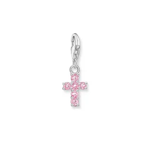 Thomas Sabo Silver Jewellery Thomas Sabo Sterling Silver Charmista Pink Zirconia Cross Charm