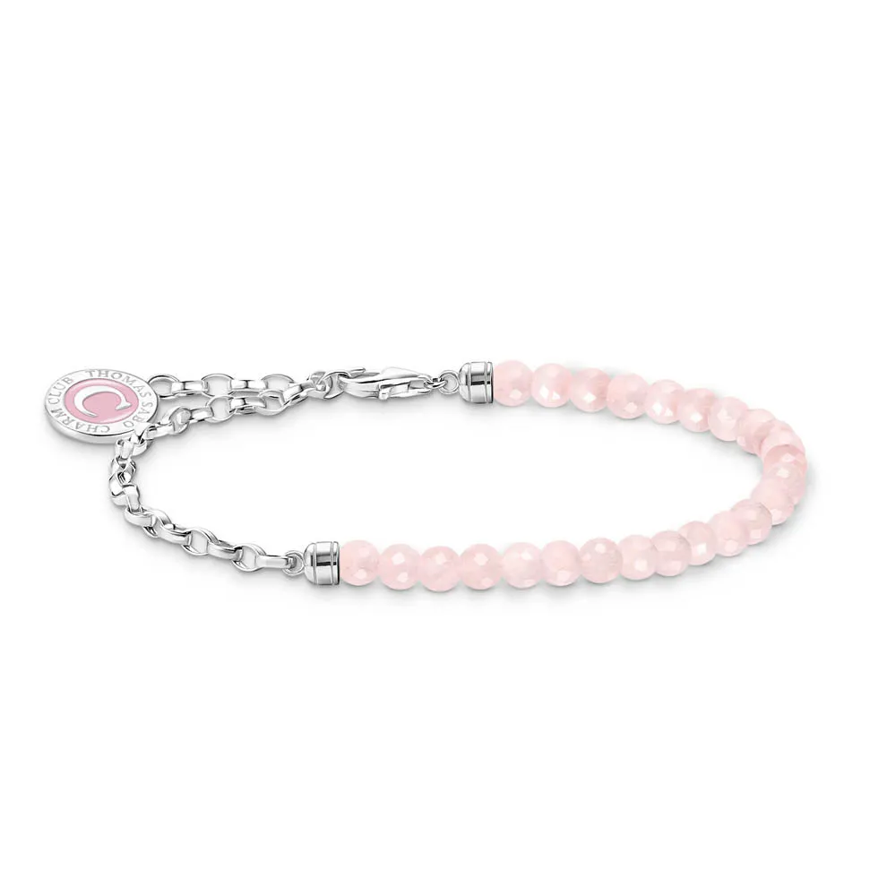 Thomas Sabo Silver Jewellery Thomas Sabo Sterling Silver Charmista Rose Quartz 14-17cm Bracelet