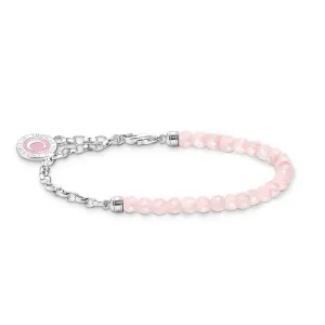 Thomas Sabo Silver Jewellery Thomas Sabo Sterling Silver Charmista Rose Quartz 14-17cm Bracelet