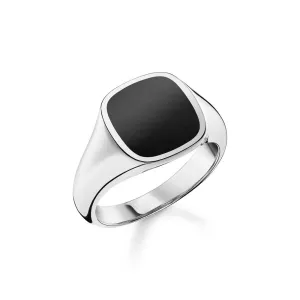 Thomas Sabo Silver Jewellery Thomas Sabo Sterling Silver Rebel Onyx Square Signet Ring