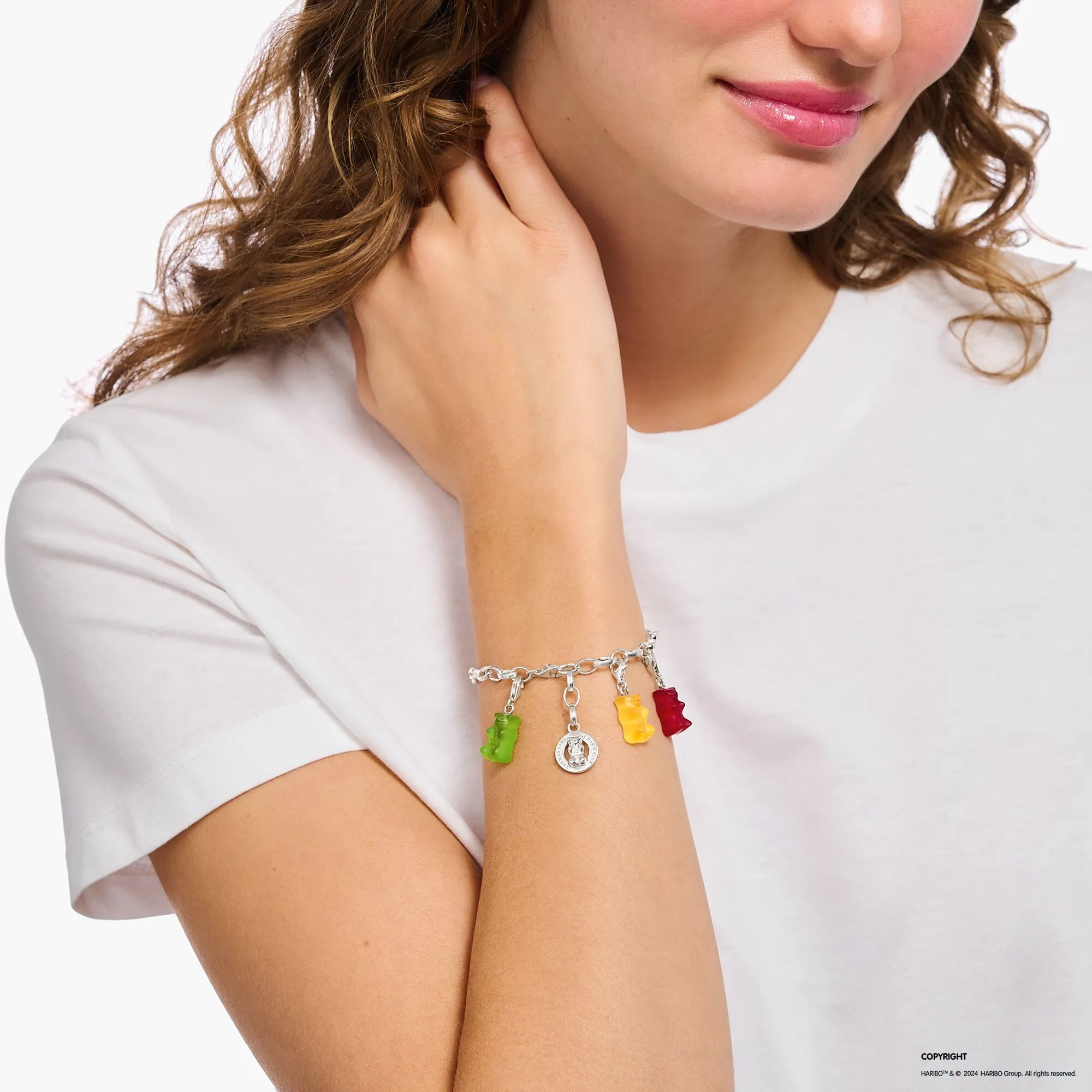 Thomas Sabo Womens Bracelets Charm bracelet with goldbear logo silver