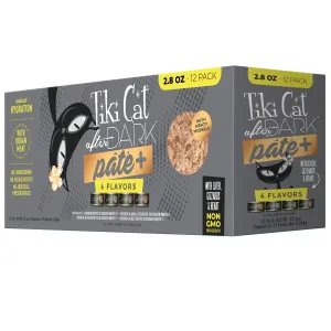 Tiki Cat After Dark 2.8oz Pate  Variety Pack 4 Flavors 12/2.8 oz adult cat food, best cat food for adults
