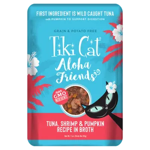 Tiki Cat Aloha Friends Grain Free Tuna with Shrimp and Pumpkin Cat Food Pouch wet cat food, canned cat food