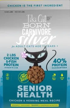 Tiki Cat Born Carnivore Silver Senior Health: Chicken & Herring Meal adult cat food, best cat food for adults