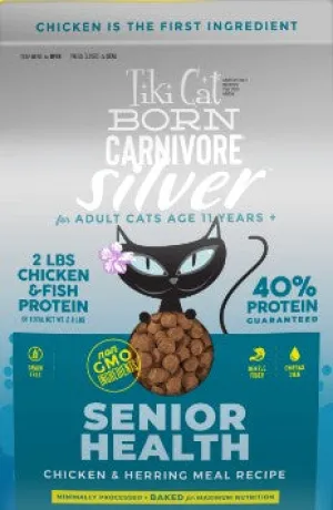 Tiki Cat Born Carnivore Silver Senior Health: Chicken & Herring Meal adult cat food, best cat food for adults