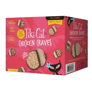 Tiki Cat Chicken Craves Mega Pack 8-Flavor Box 24/2.8 oz adult cat food, best cat food for adults