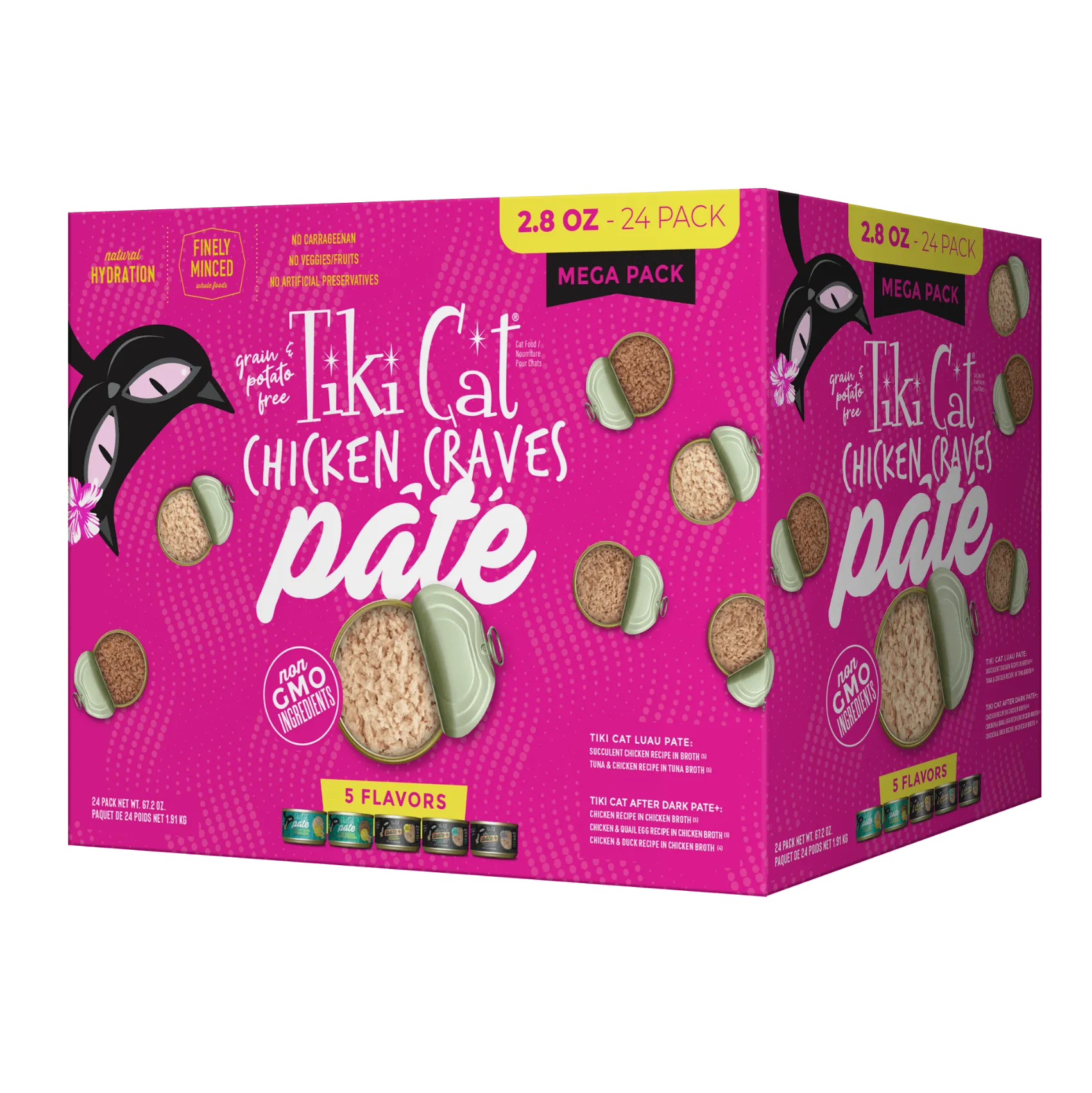 Tiki Cat Chicken Craves Pate Box Mega Pack 5-Flavour 24/2.8oz dry cat food, cat kibble