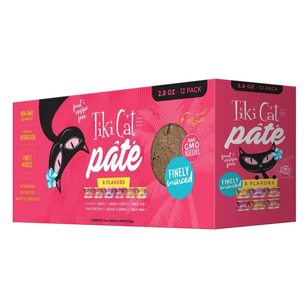 Tiki Cat Pate Variety Pack 6 Flavors 12/2.8 oz dry cat food, cat kibble