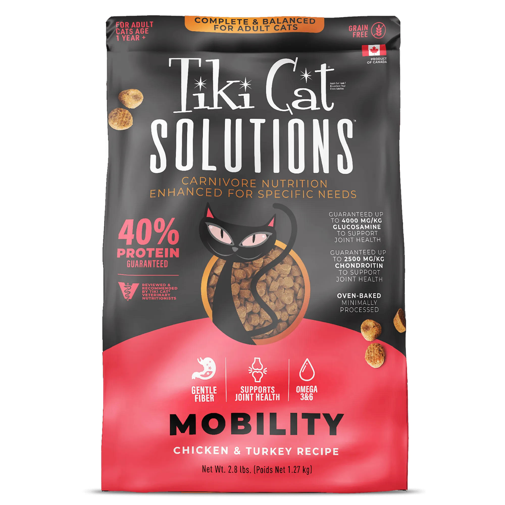 Tiki Cat Solutions Mobility Baked Kibble: Chicken & Turkey Recipe 2.8lb dry cat food, cat kibble