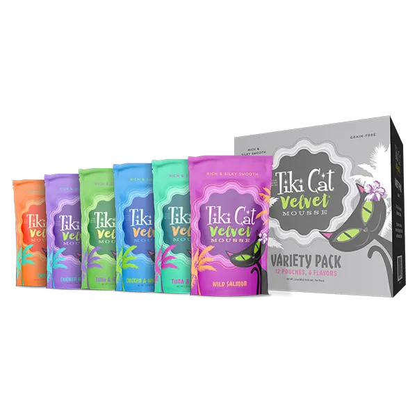 Tiki Cat Velvet Mousse GF Variety Pack 12/2.8 oz Pouch dry cat food, cat kibble