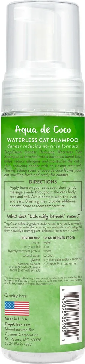 TropiClean Dry No Rinse Waterless Dander Reducing Cat & Kitten Shampoo