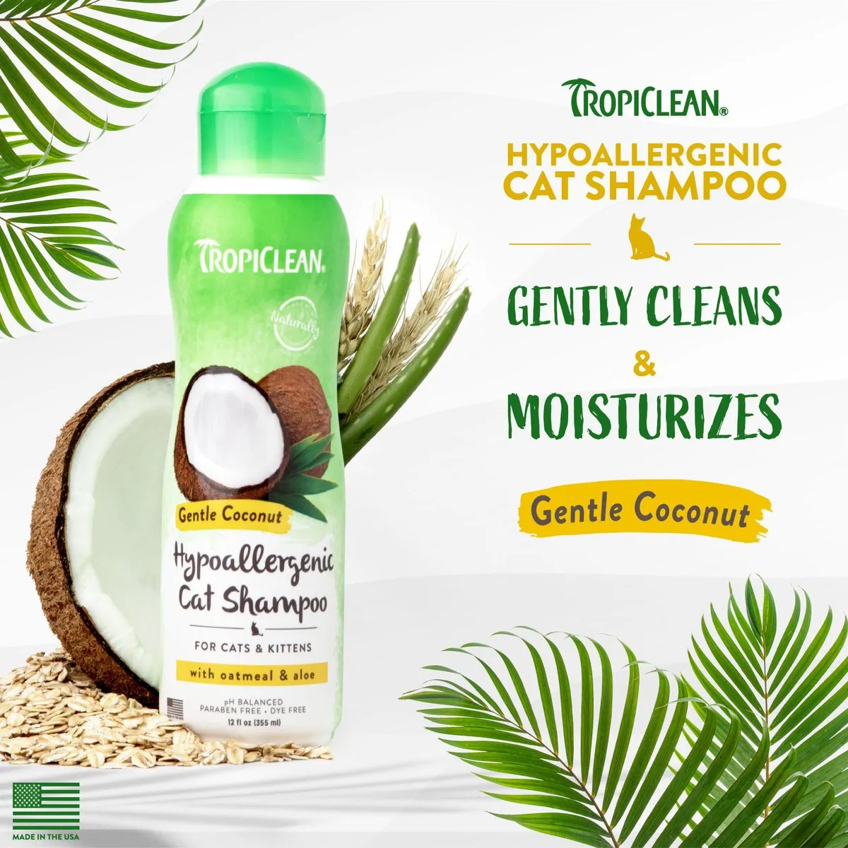 TropiClean Gentle Coconut Hypoallergenic Cat & Kitten Shampoo