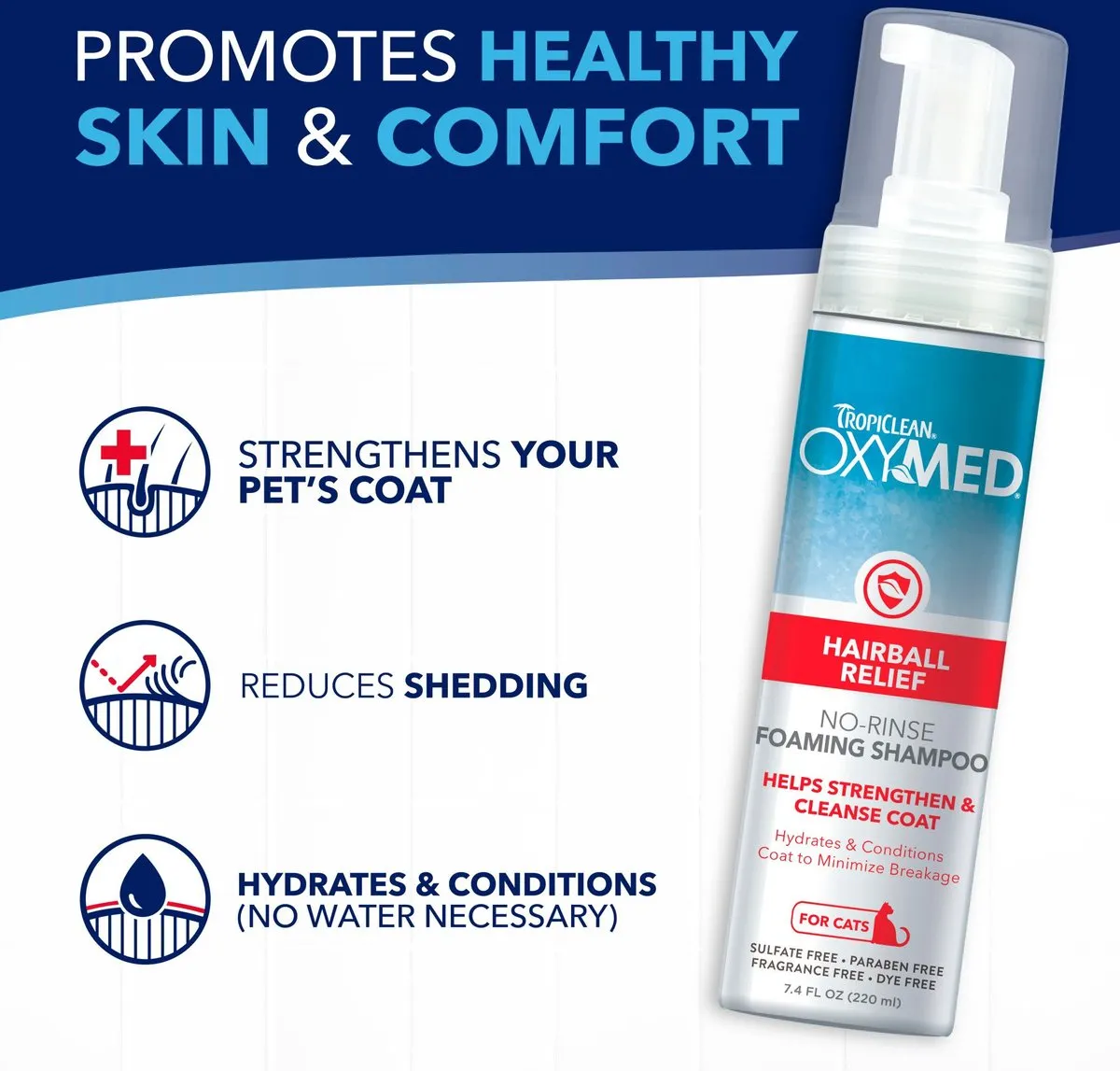 TropiClean OxyMed Hairball Remedy No Rinse Waterless Cat Shampoo