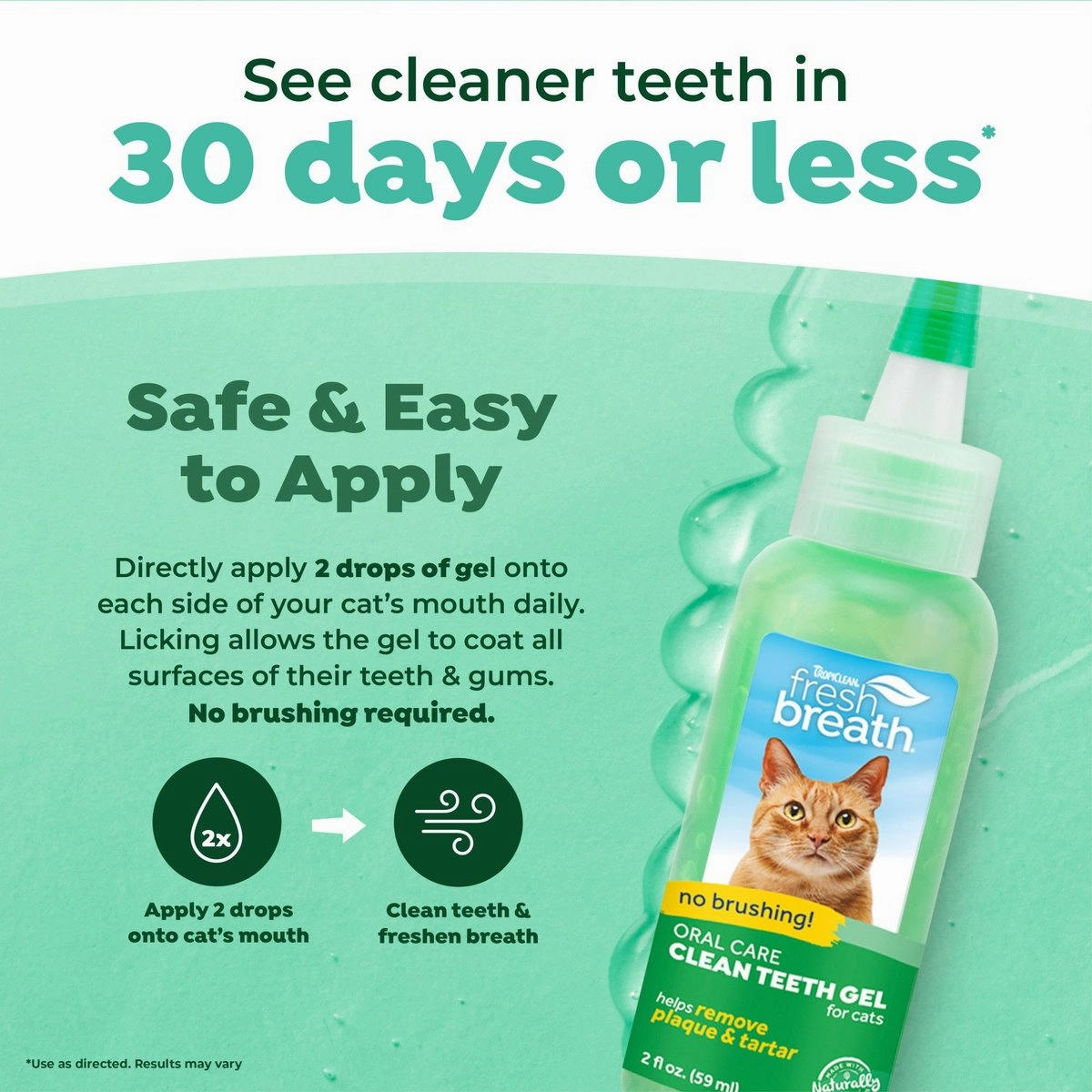 TropiClean Fresh Breath Oral Care Clean Teeth Gel for Cats