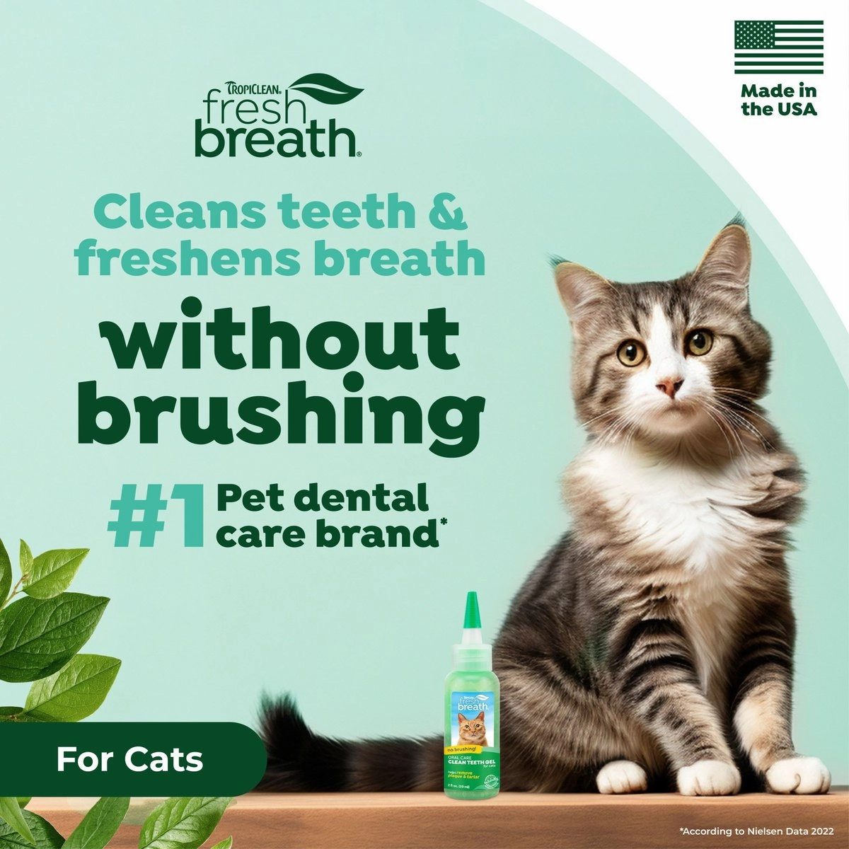 TropiClean Fresh Breath Oral Care Clean Teeth Gel for Cats