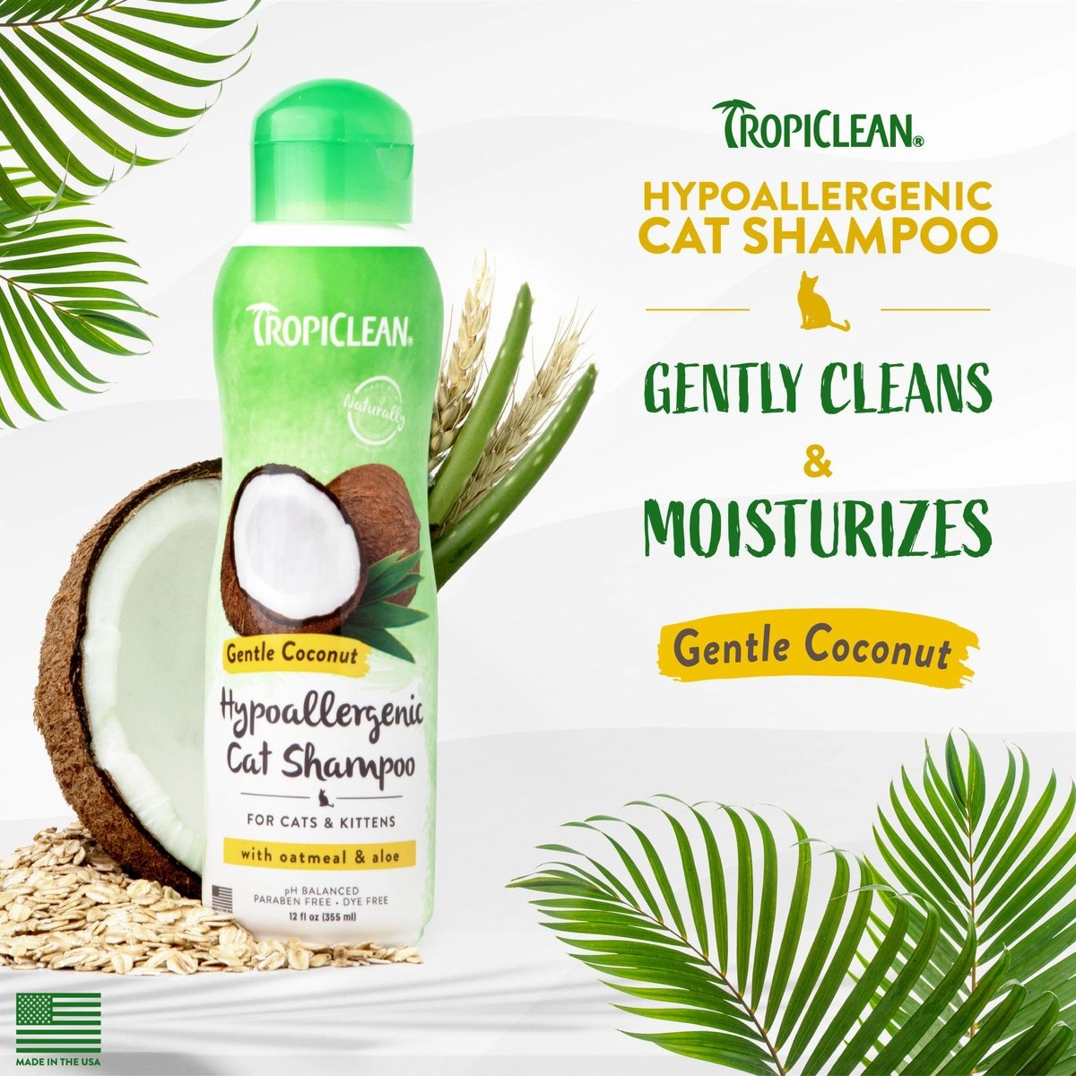 TropiClean Gentle Coconut Hypoallergenic Cat & Kitten Shampoo