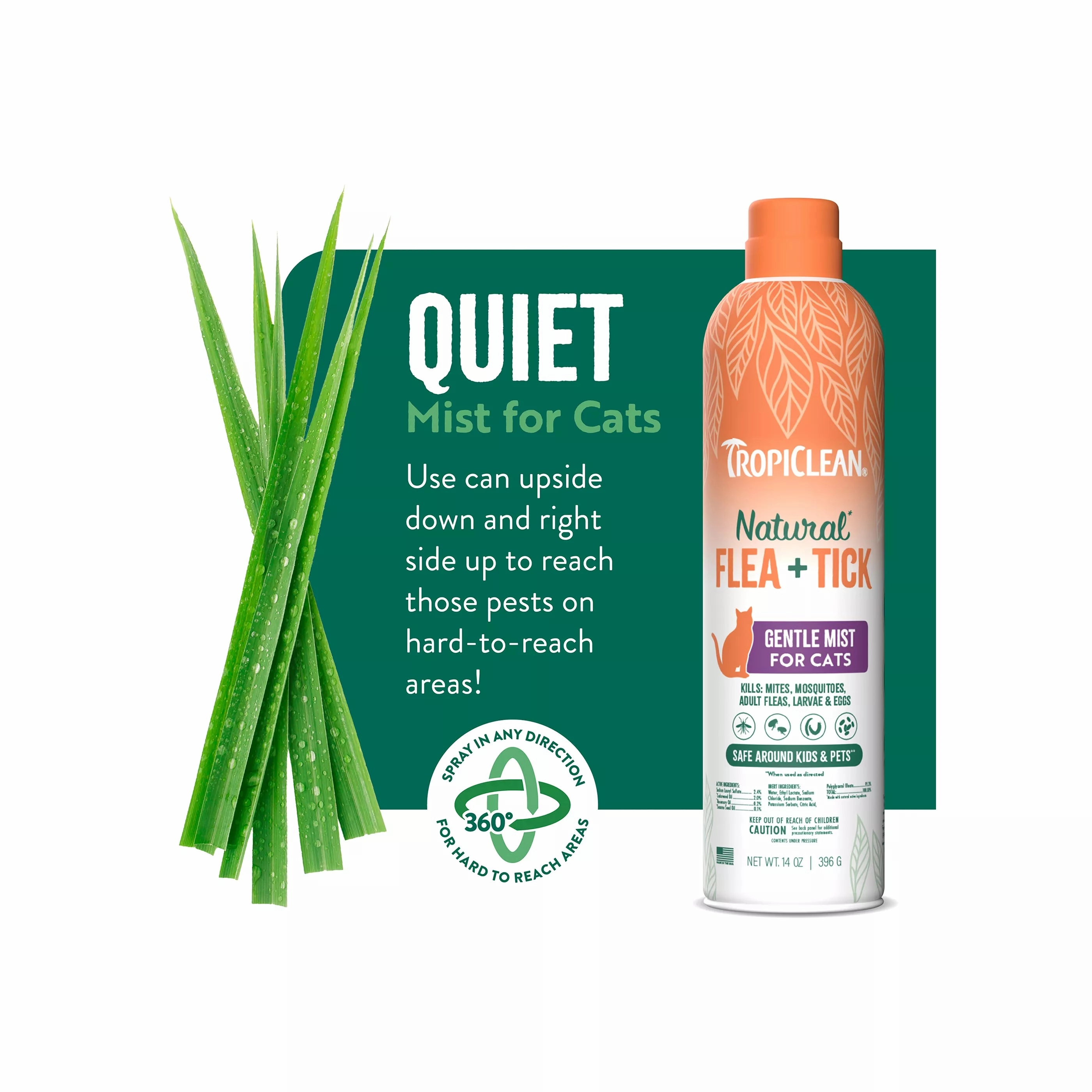 TropiClean Natural Flea & Tick Gentle Spray Mist for Cats