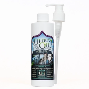 Ultra Oil Skin and Coat Hempseed for Dogs and Cats hairball control treats, hairball relief cat food