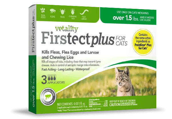 Vetality Firstect Plus Monthly Topical Flea and Tick Treatment for Cats flea treatment for cats, cat tick remover