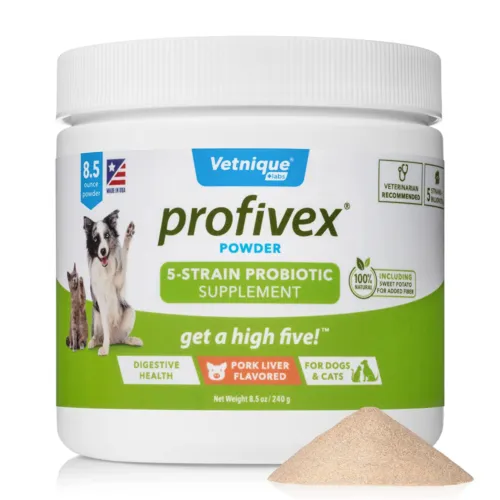 Vetnique Labs Profivex Probiotics 5 Strain Pet Digestive Probiotic Powder for Dog & Cat Supplement