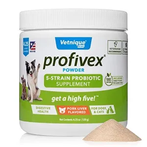 Vetnique Labs Profivex Probiotics 5 Strain Pet Digestive Probiotic Powder for Dog & Cat Supplement cat vitamins, cat immune support