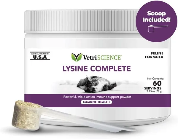 VetriScience Lysine Complete Creamy Chicken Flavor Triple-Action Immune Support Supplement for Cats multivitamin for cats, daily cat supplements