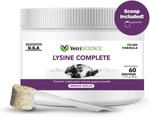 VetriScience Lysine Complete Creamy Chicken Flavor Triple-Action Immune Support Supplement for Cats multivitamin for cats, daily cat supplements