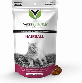 VetriScience Hairball Chicken Liver Flavored Soft Chews Hairball Control Supplement for Cats hairball control treats, hairball relief cat food