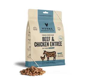 Vital Essentials Beef & Chicken Entree Mini Nibs Freeze-Dried Raw Cat Food raw food for cats, raw meat cat diet