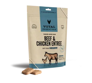 Vital Essentials Beef & Chicken Entree Mini Patties Freeze-Dried Raw Cat Food raw food for cats, raw meat cat diet