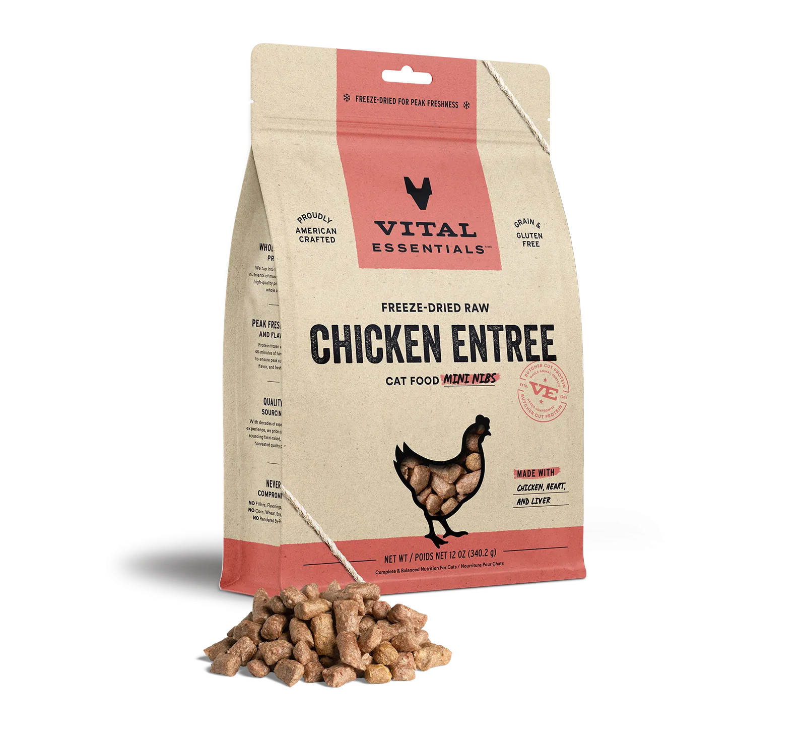 Vital Essentials Chicken Entree Mini Nibs Freeze-Dried Raw Cat Food