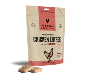 Vital Essentials Chicken Entree Mini Patties Freeze-Dried Raw Cat Food raw food for cats, raw meat cat diet