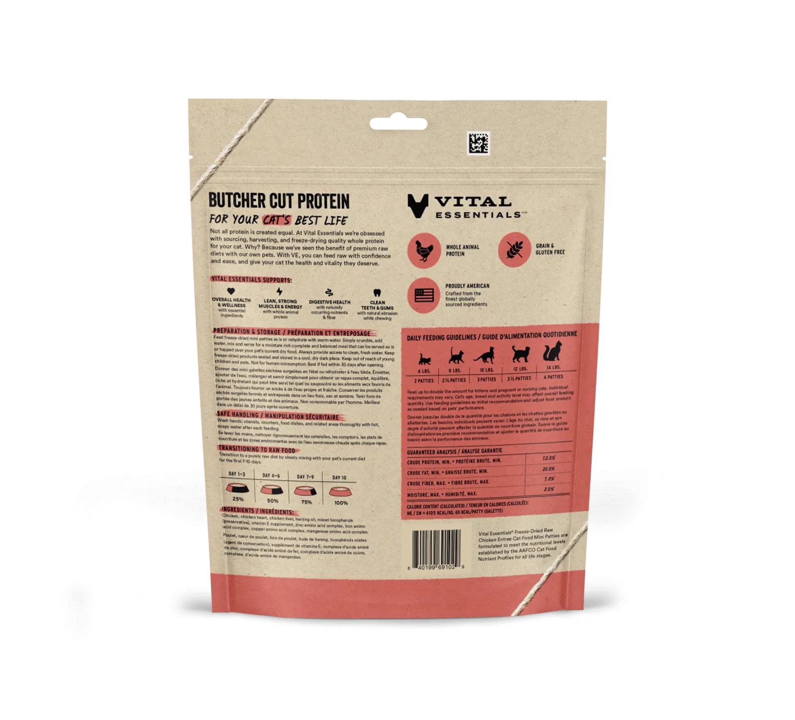 Vital Essentials Chicken Entree Mini Patties Freeze-Dried Raw Cat Food