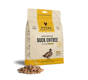 Vital Essentials Duck Entree Mini Nibs Freeze-Dried Raw Cat Food raw food for cats, raw meat cat diet
