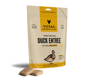 Vital Essentials Duck Entree Mini Patties Freeze-Dried Raw Cat Food raw food for cats, raw meat cat diet