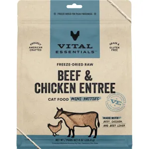 Vital Essentials Freeze Dried Beef & Chicken Mini Patties 8OZ | Cat dry cat food, cat kibble